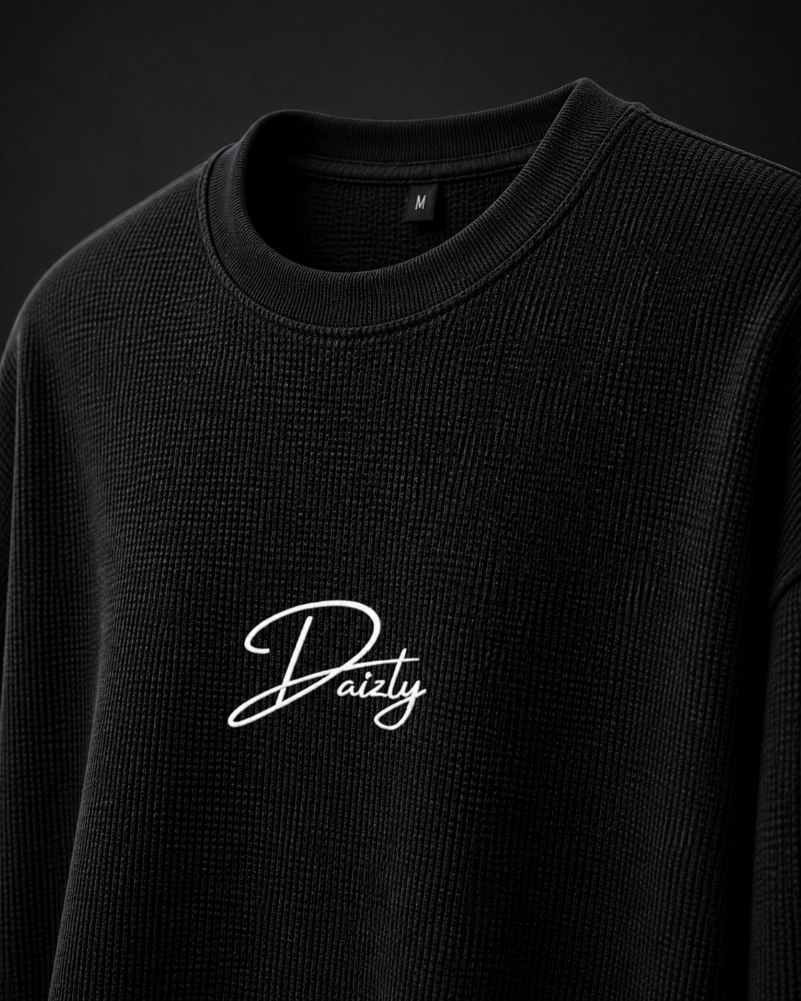 BLACK WAFFLE TEE