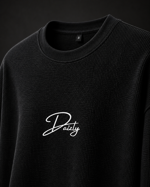 BLACK WAFFLE TEE