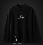 BLACK WAFFLE TEE