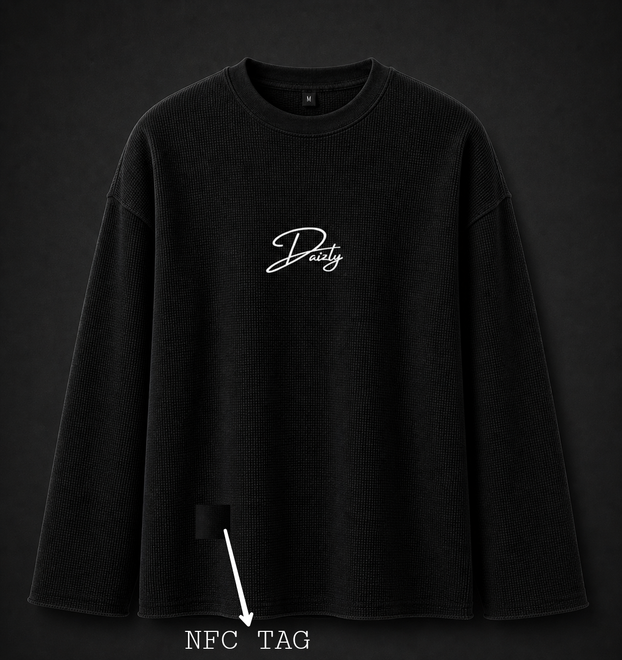 BLACK WAFFLE TEE